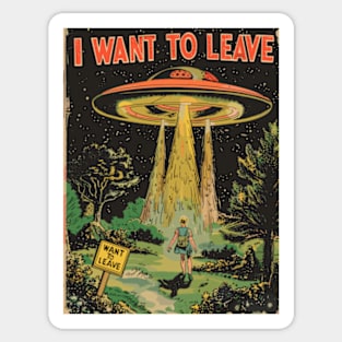 Vintage UFO Abduction Magazine Cover Poster Sticker